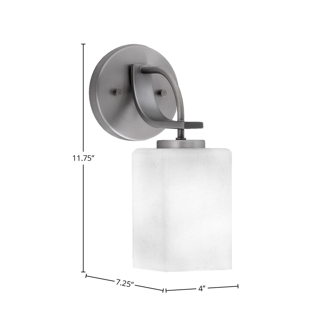 Cavella One Light Wall Sconce in Graphite with 4" White Muslin Shade