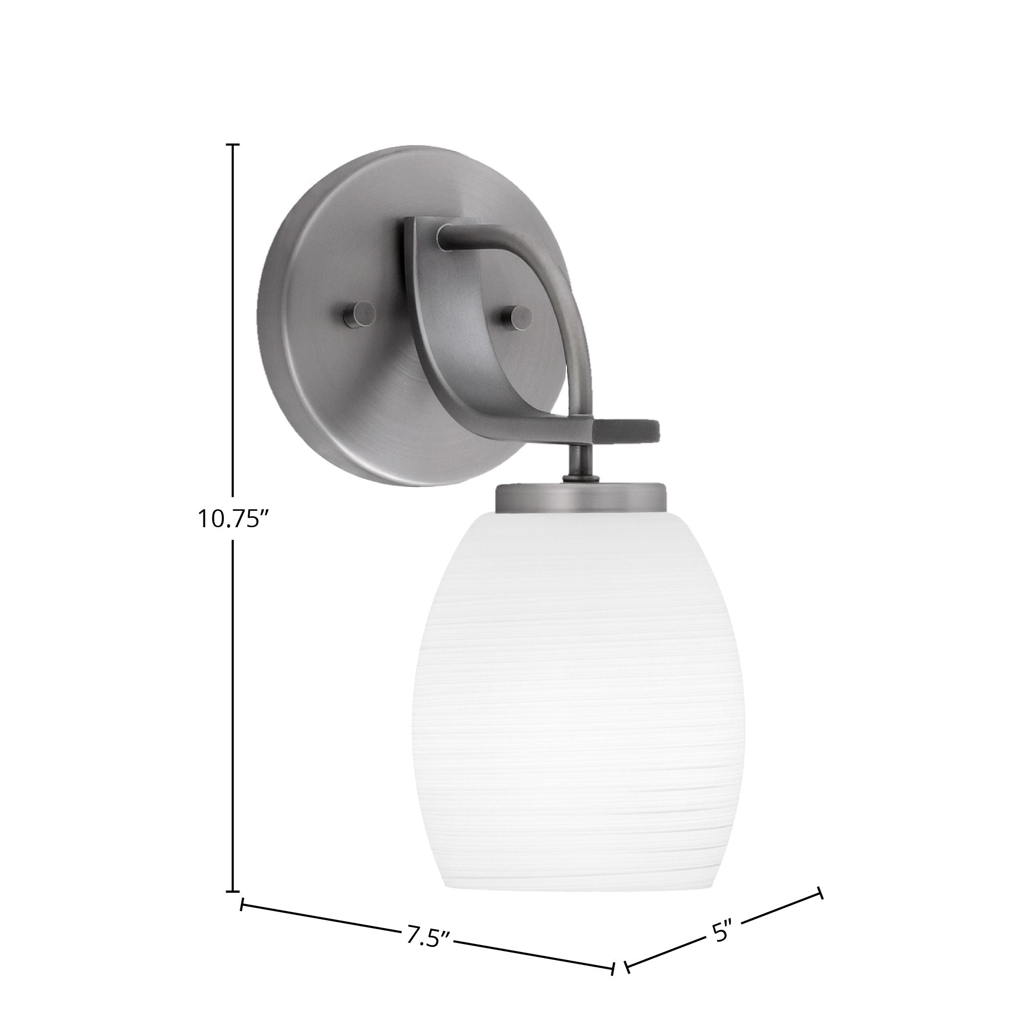 Cavella One Light Wall Sconce in Graphite with 5" White Linen Shade