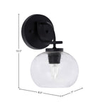 Cavella One Light Wall Sconce in Matte Black with 7" Clear Bubble Shade