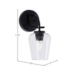 Cavella One Light Wall Sconce in Matte Black with 5" Clear Bubble Shade