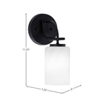 Cavella One Light Wall Sconce in Matte Black with 4" White Marble Shade