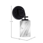Cavella One Light Wall Sconce in Matte Black with 4" Onyx Swirl Shade