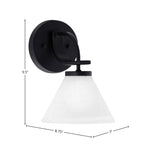 Cavella One Light Wall Sconce in Matte Black with 7" White Muslin Shade