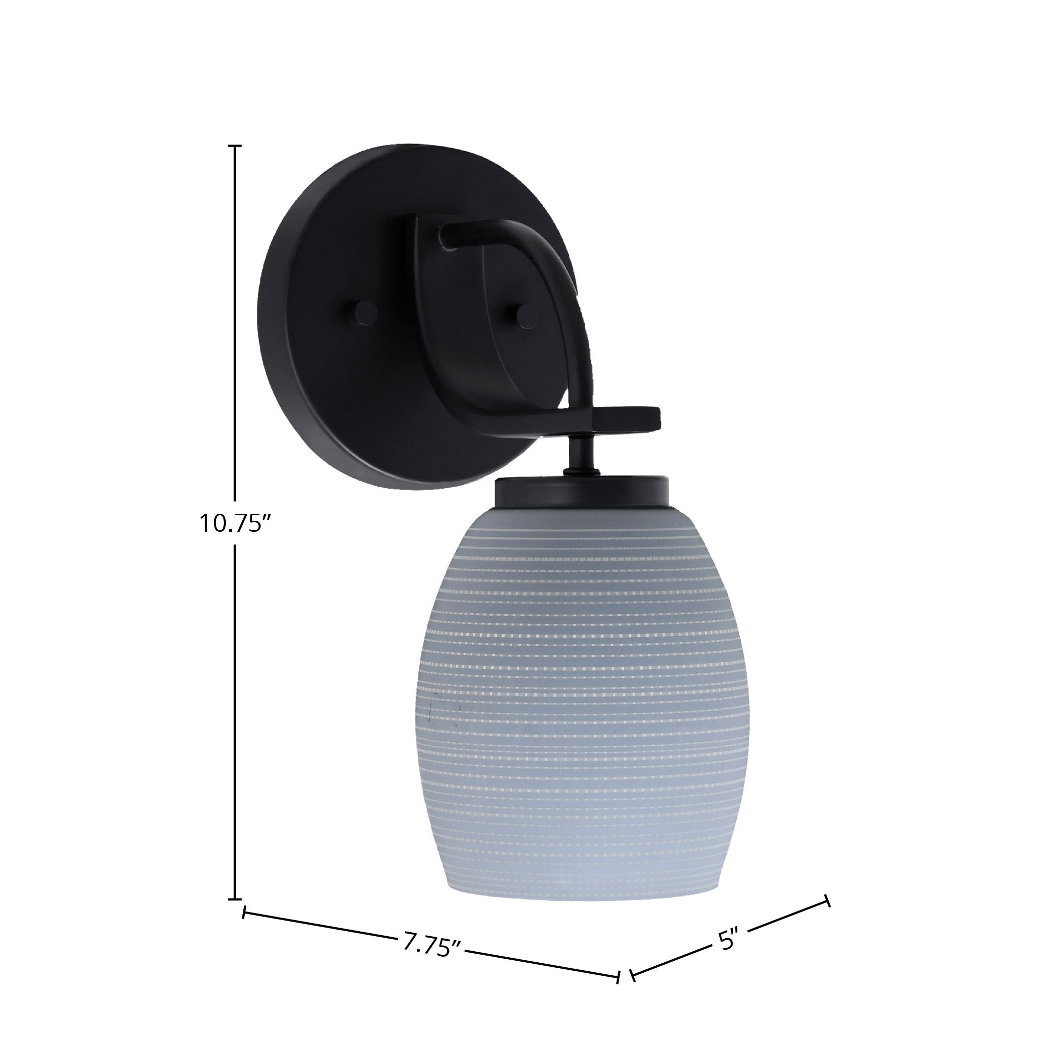 Cavella One Light Wall Sconce in Matte Black with 5" Gray Matrix Shade