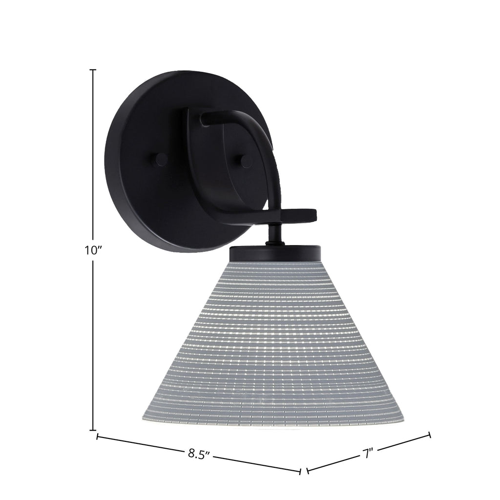 Cavella One Light Wall Sconce in Matte Black with 7" Gray Matrix Shade