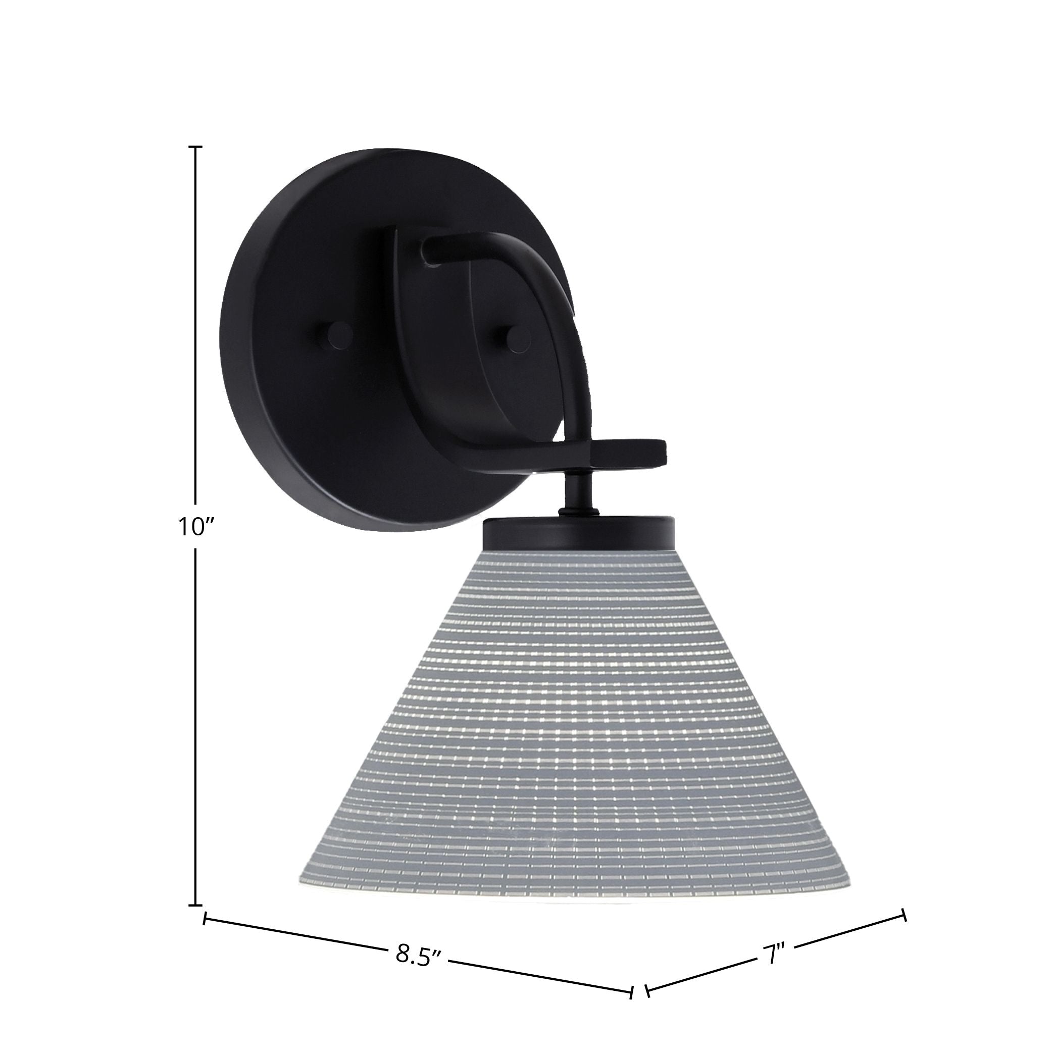 Cavella One Light Wall Sconce in Matte Black with 7" Gray Matrix Shade