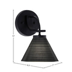 Cavella One Light Wall Sconce in Matte Black with 7" Black Matrix Shade