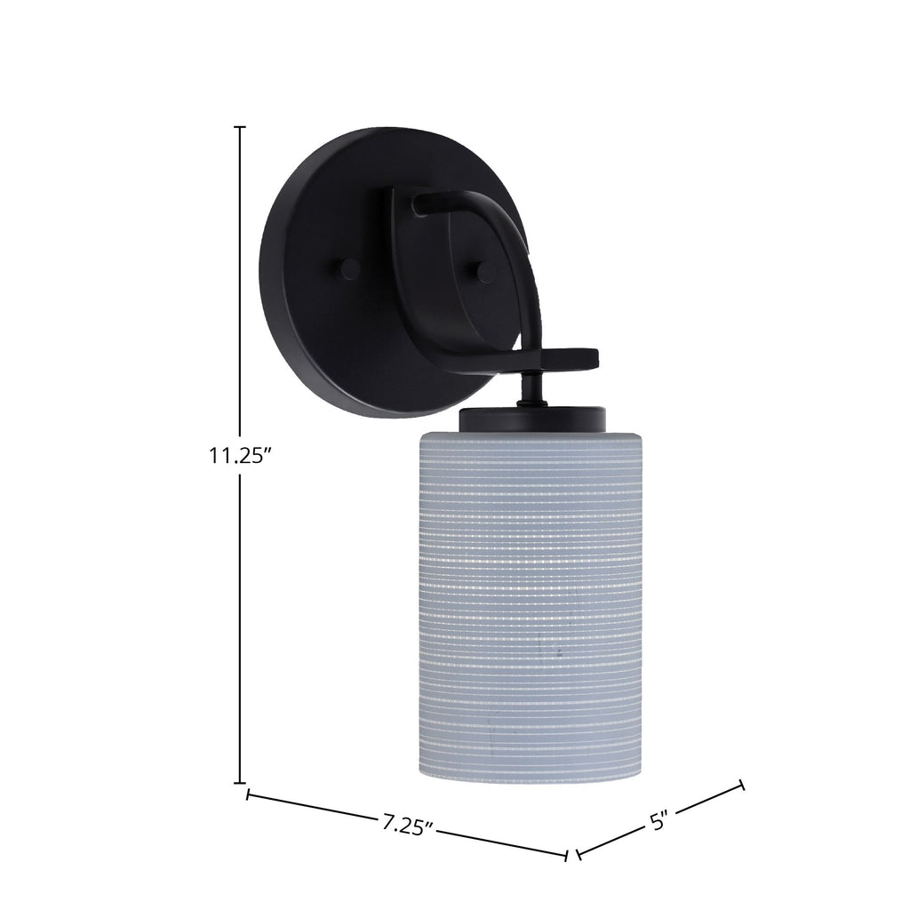 Cavella One Light Wall Sconce in Matte Black with 4" Gray Matrix Shade