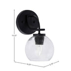 Cavella One Light Wall Sconce in Matte Black with 5.75" Clear Bubble Shade