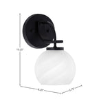 Cavella One Light Wall Sconce in Matte Black with 5.75" White Marble Shade