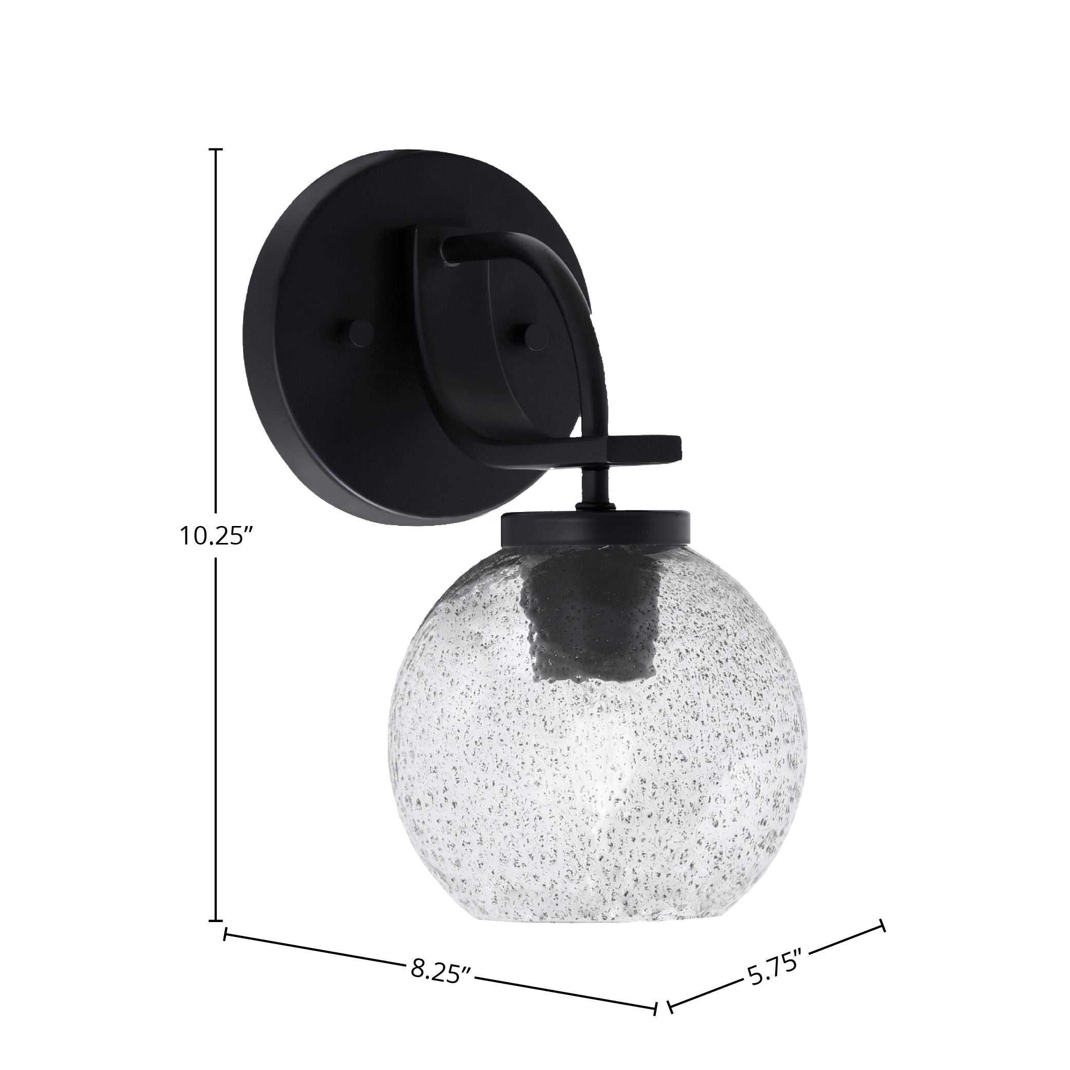 Cavella One Light Wall Sconce in Matte Black with 5.75" Smoke Bubble Shade