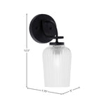 Cavella One Light Wall Sconce in Matte Black with 5" Clear Textured Shade