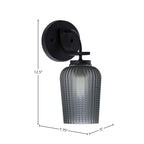 Cavella One Light Wall Sconce in Matte Black with 5" Smoke Textured Shade