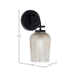 Cavella One Light Wall Sconce in Matte Black with 5" Silver Textured Shade