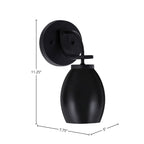 Cavella One Light Wall Sconce in Matte Black with 5" Matte Black Oval Metal Shade