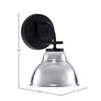 Cavella One Light Wall Sconce in Matte Black with 7" Chrome Double Bubble Metal Shade Shade