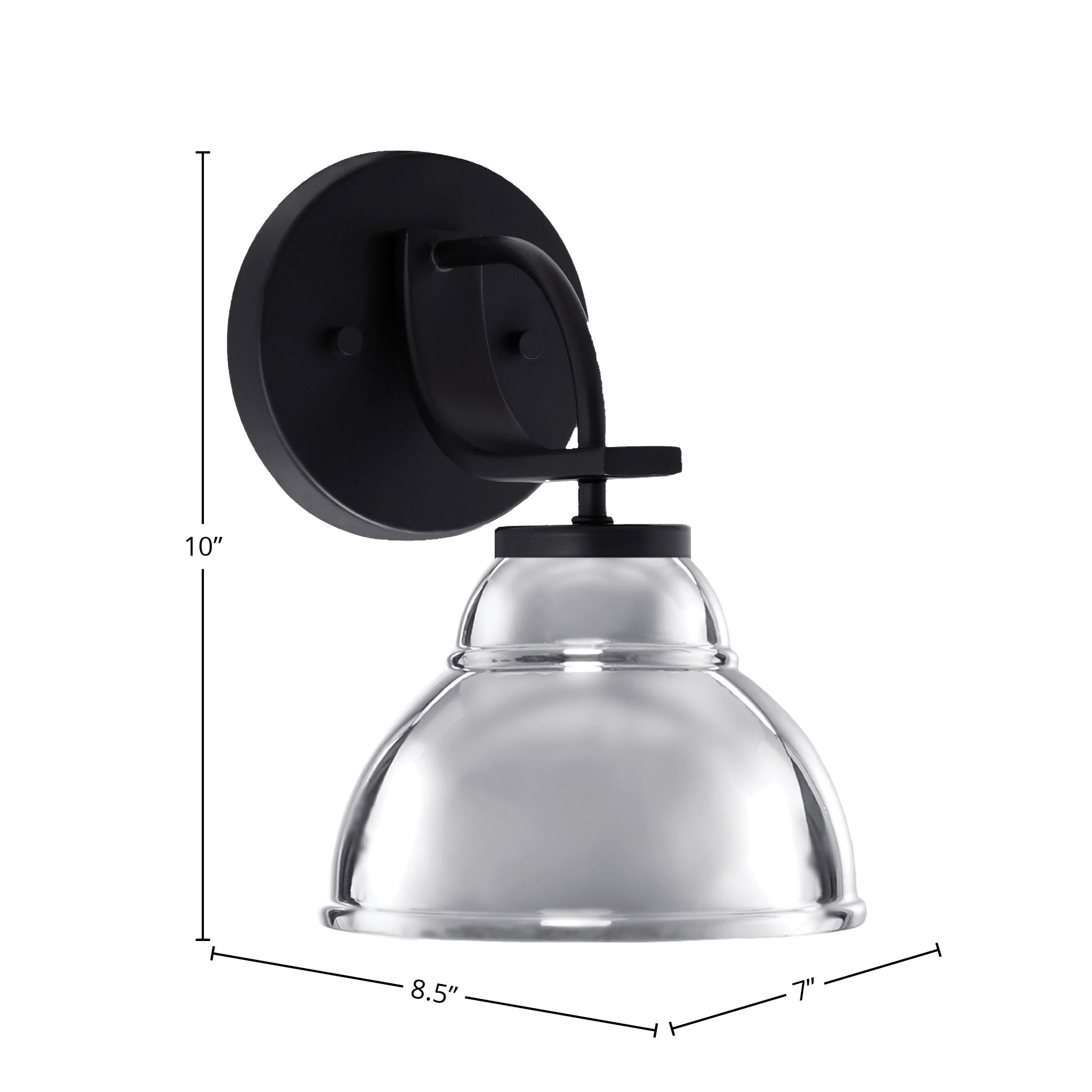 Cavella One Light Wall Sconce in Matte Black with 7" Chrome Double Bubble Metal Shade Shade
