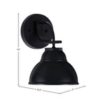 Cavella One Light Wall Sconce in Matte Black with 7" Matte Black Double Bubble Metal Shade