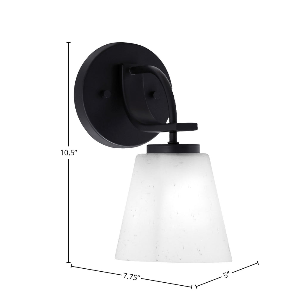 Cavella One Light Wall Sconce in Matte Black with 4.5" Square White Muslin Shade