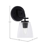 Cavella One Light Wall Sconce in Matte Black with 4.5" Square Clear Bubble Shade