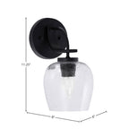 Cavella One Light Wall Sconce in Matte Black with 6" Clear Bubble Shade