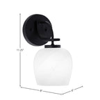 Cavella One Light Wall Sconce in Matte Black with 6" White Marble Shade