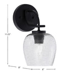 Cavella One Light Wall Sconce in Matte Black with 6" Smoke Bubble Shade