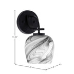 Cavella One Light Wall Sconce in Matte Black with 6" Onyx Swirl Shade