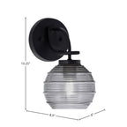 Cavella One Light Wall Sconce in Matte Black with 6" Smoke Ribbed Shade