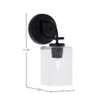 Cavella One Light Wall Sconce in Matte Black with 4" Square Clear Bubble Shade