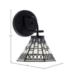 Cavella One Light Wall Sconce in Matte Black with 7" Pewter Art Glass Shade