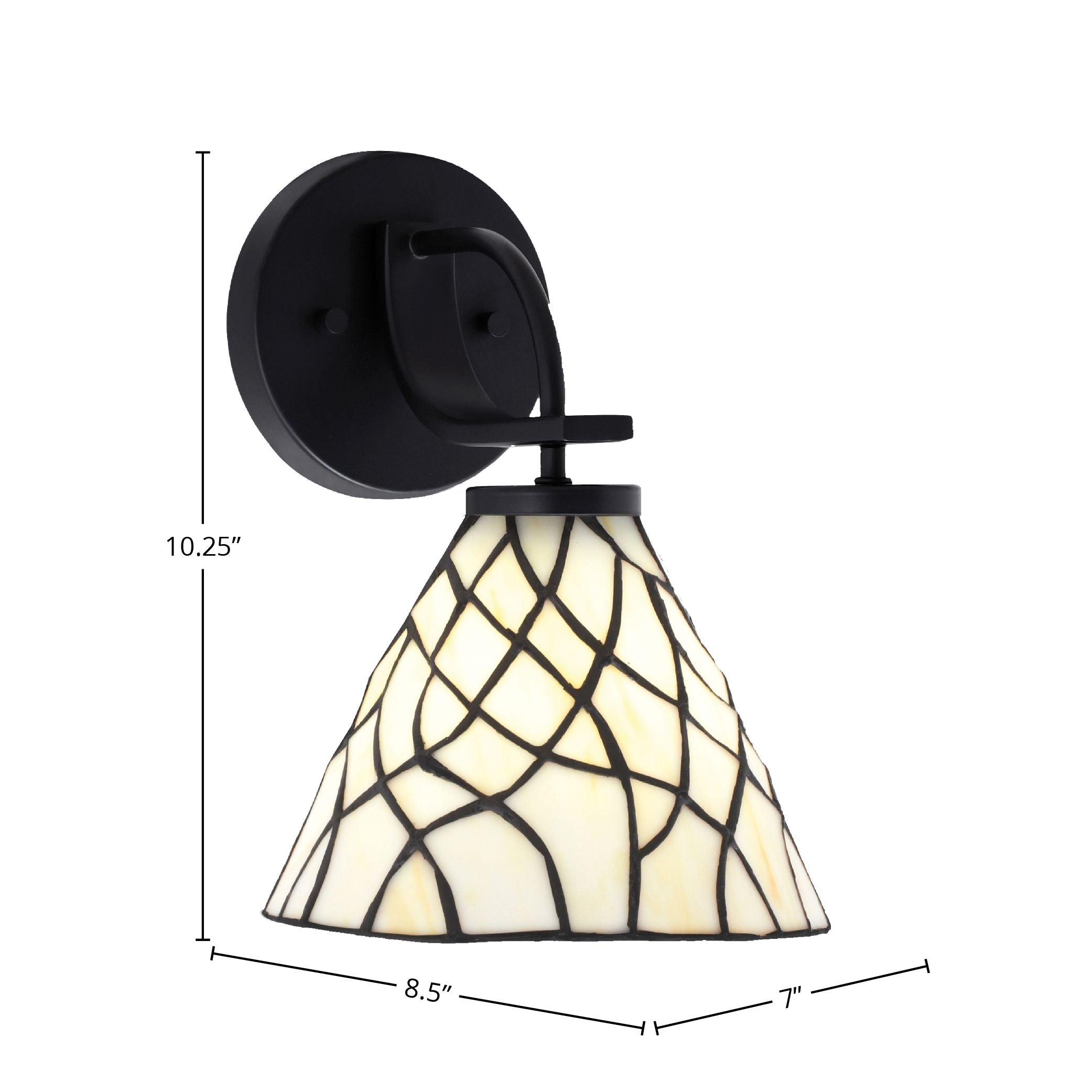 Cavella One Light Wall Sconce in Matte Black with 7" Sandhill Art Glass Shade