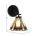 Cavella One Light Wall Sconce in Matte Black with 7" Zion Art Glass Shade