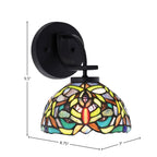 Cavella One Light Wall Sconce in Matte Black with 7" Kaleidoscope Art Glass Shade