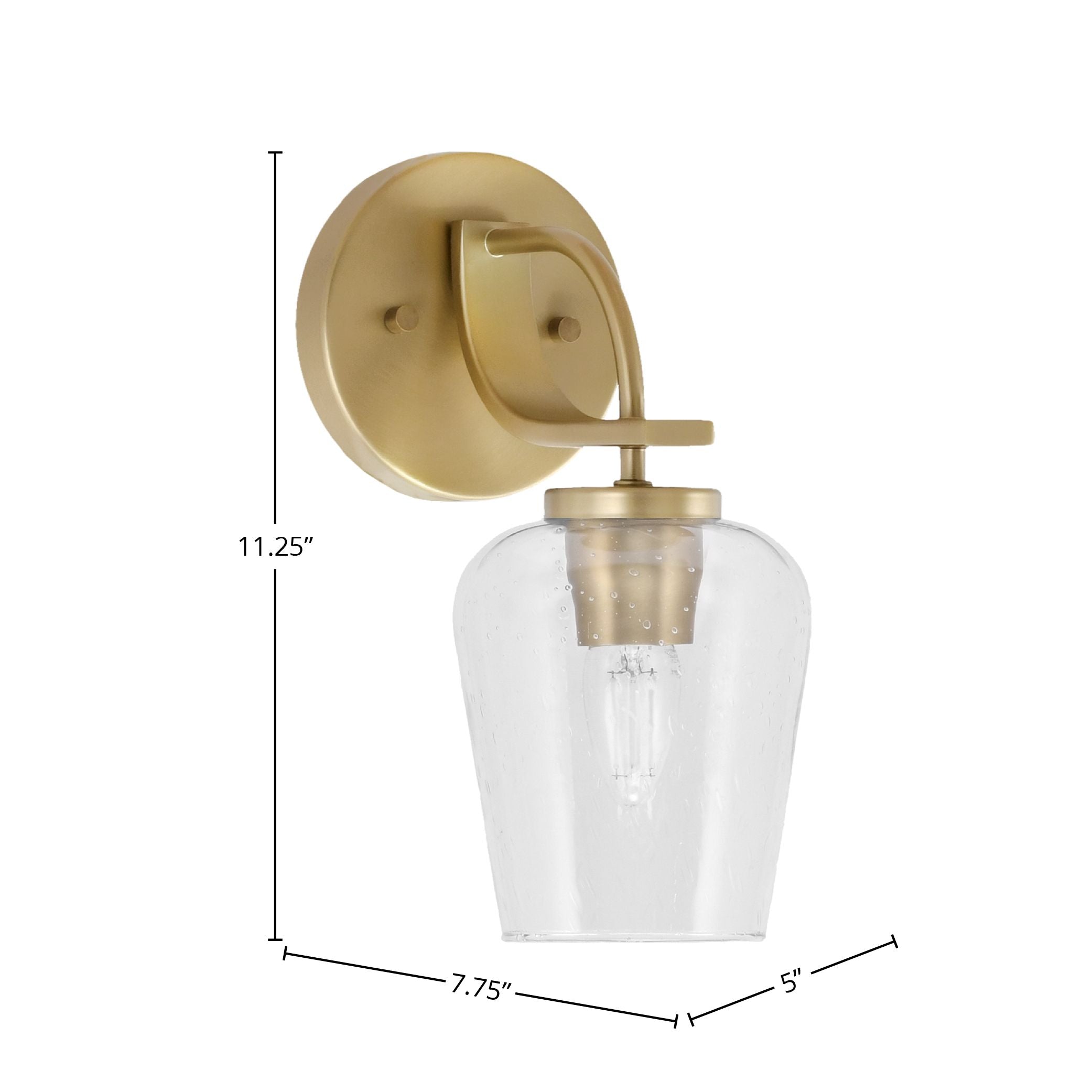 Cavella One Light Wall Sconce in New Age Brass with 5" Clear Bubble Shade