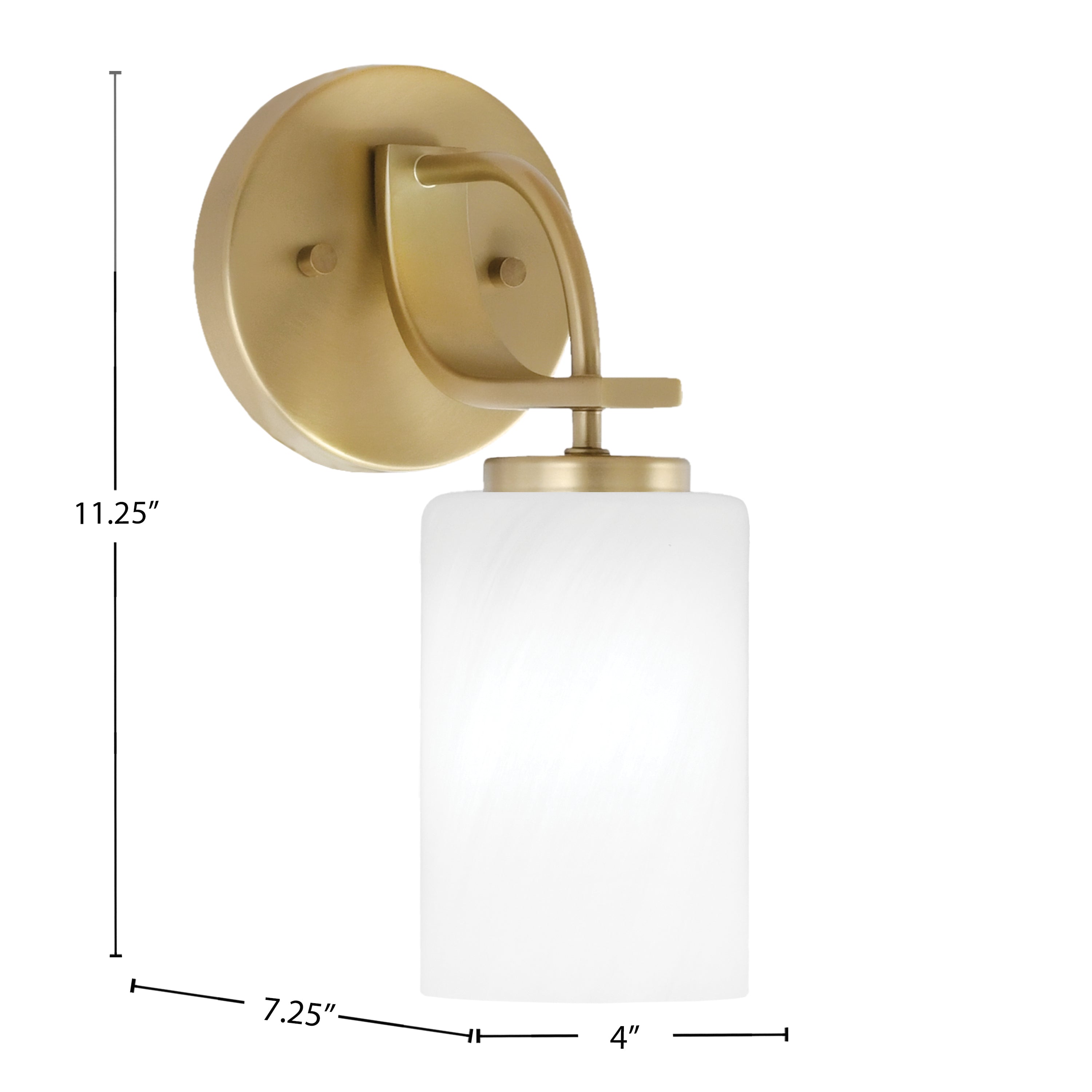 Cavella One Light Wall Sconce in New Age Brass with 4" White Marble Shade