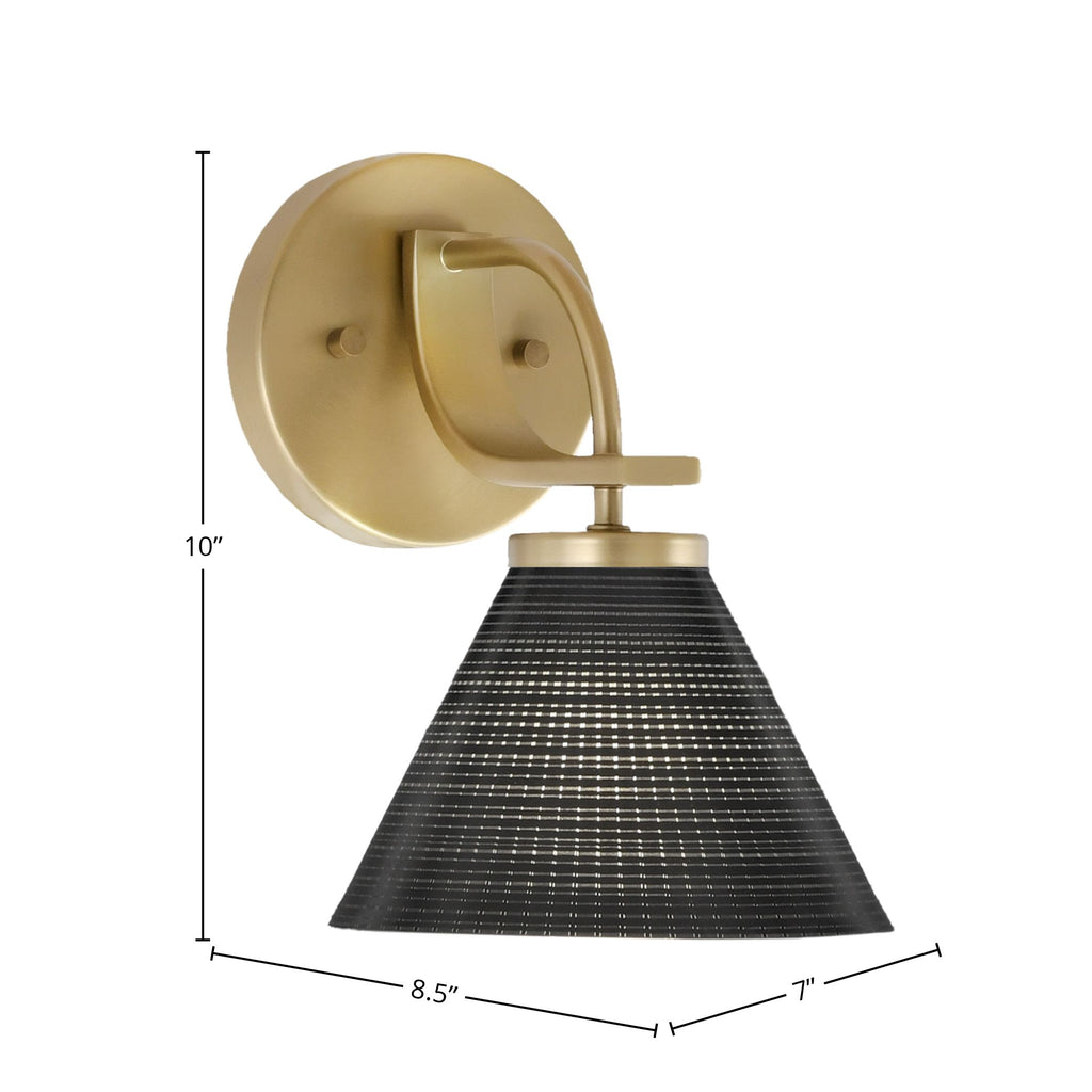 Cavella One Light Wall Sconce in New Age Brass with 7" Black Matrix Shade