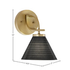 Cavella One Light Wall Sconce in New Age Brass with 7" Black Matrix Shade