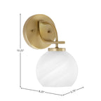 Cavella One Light Wall Sconce in New Age Brass with 5.75" White Marble Shade