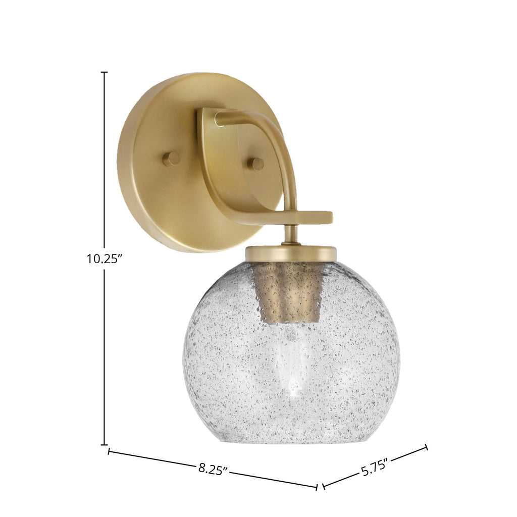 Cavella One Light Wall Sconce in New Age Brass with 5.75" Smoke Bubble Shade