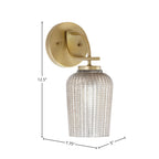 Cavella One Light Wall Sconce in New Age Brass with 5" Silver Textured Shade
