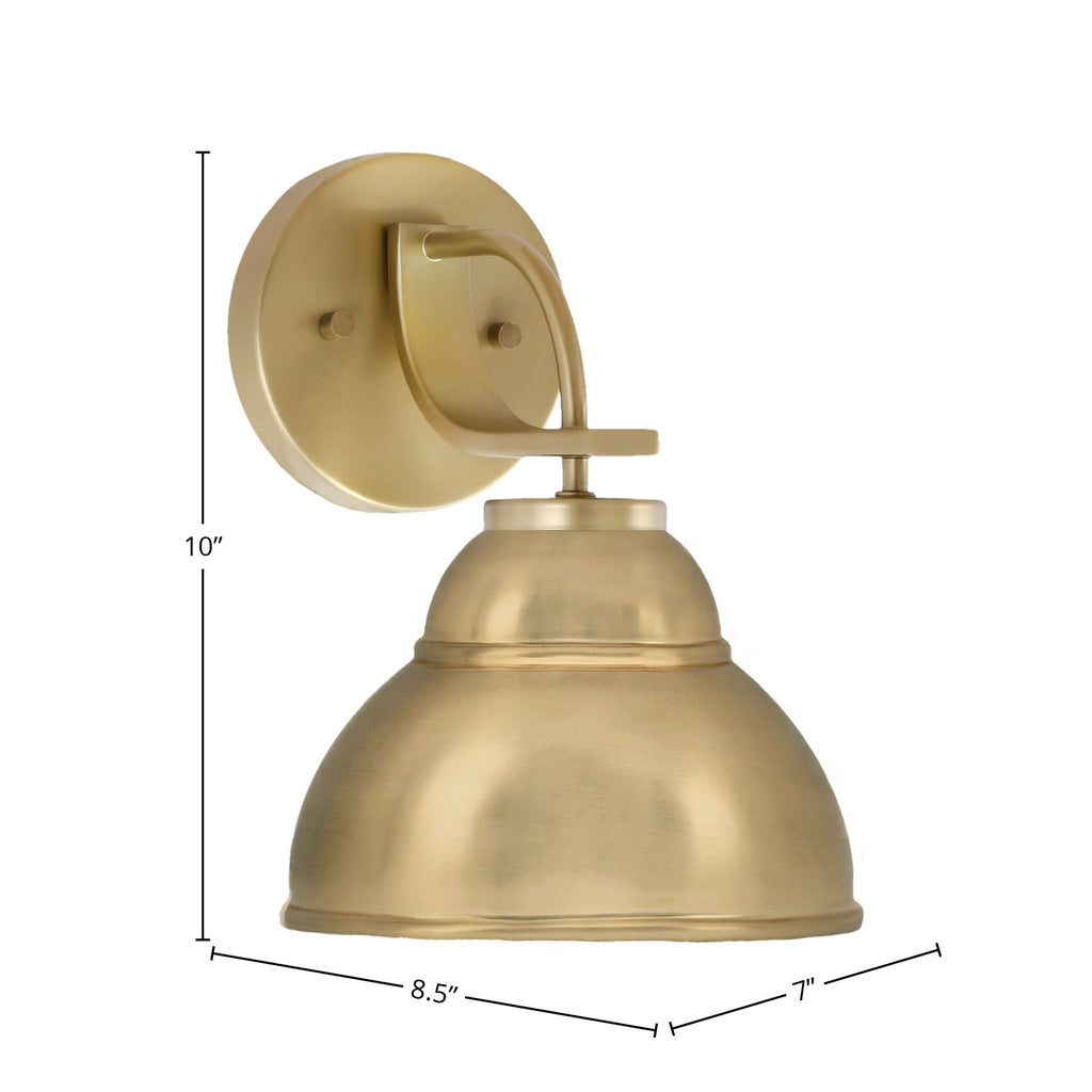 Cavella One Light Wall Sconce in New Age Brass with 7" New Age Brass Double Bubble Metal Shade Shade