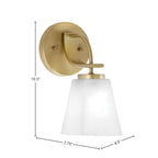 Cavella One Light Wall Sconce in New Age Brass with 4.5" White Muslin Shade
