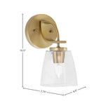 Cavella One Light Wall Sconce in New Age Brass with 4.5" Clear Bubble Shade