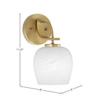 Cavella One Light Wall Sconce in New Age Brass with 6" White Marble Shade