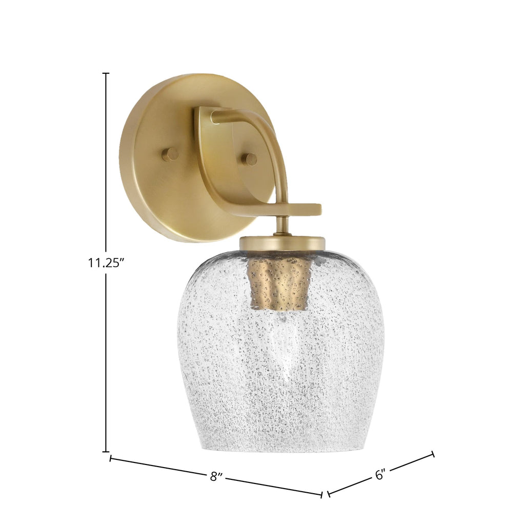 Cavella One Light Wall Sconce in New Age Brass with 6" Smoke Bubble Shade