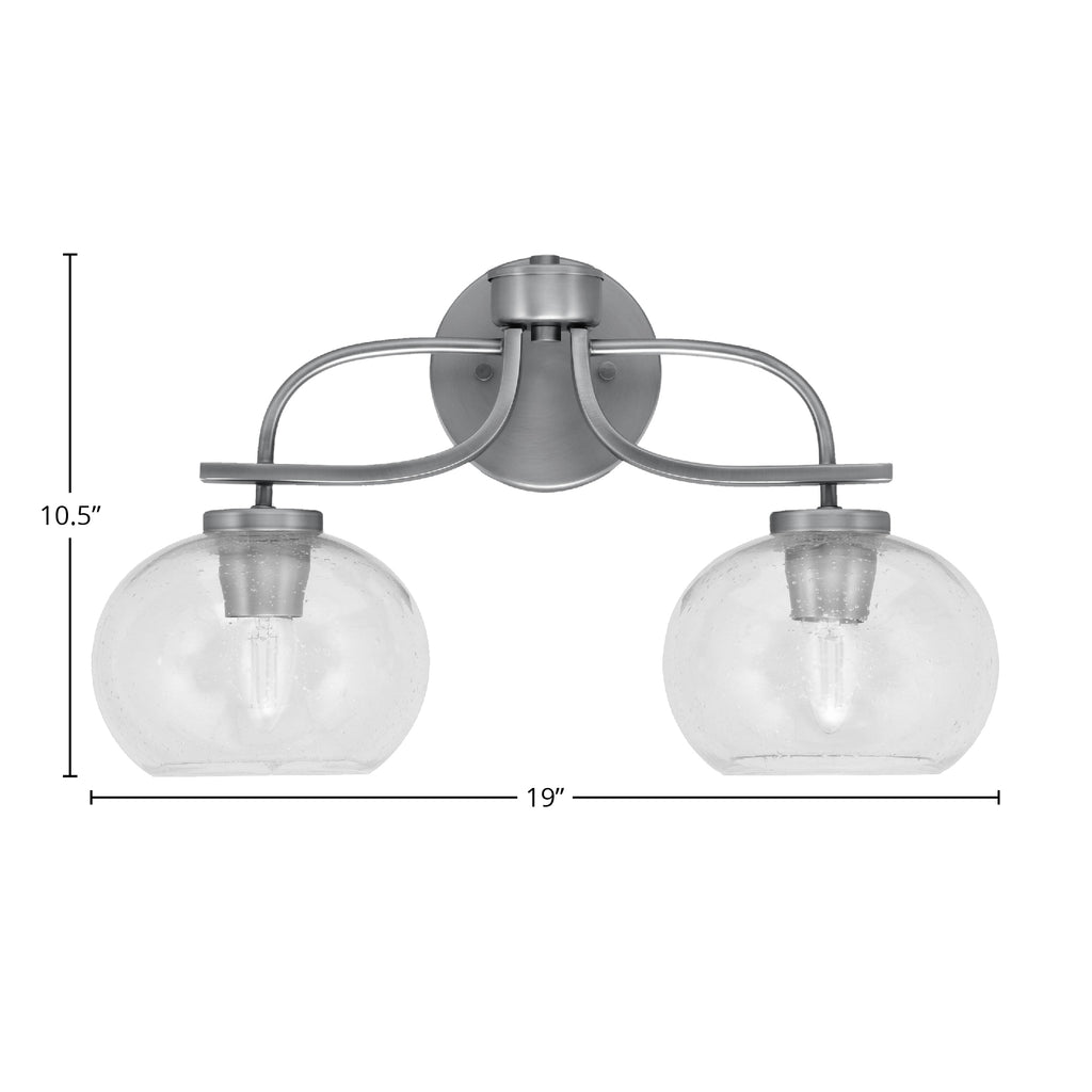 Cavella Two Light Bath Bar in Graphite with 7" Clear Bubble Shade