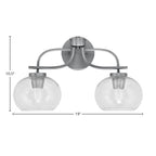 Cavella Two Light Bath Bar in Graphite with 7" Clear Bubble Shade