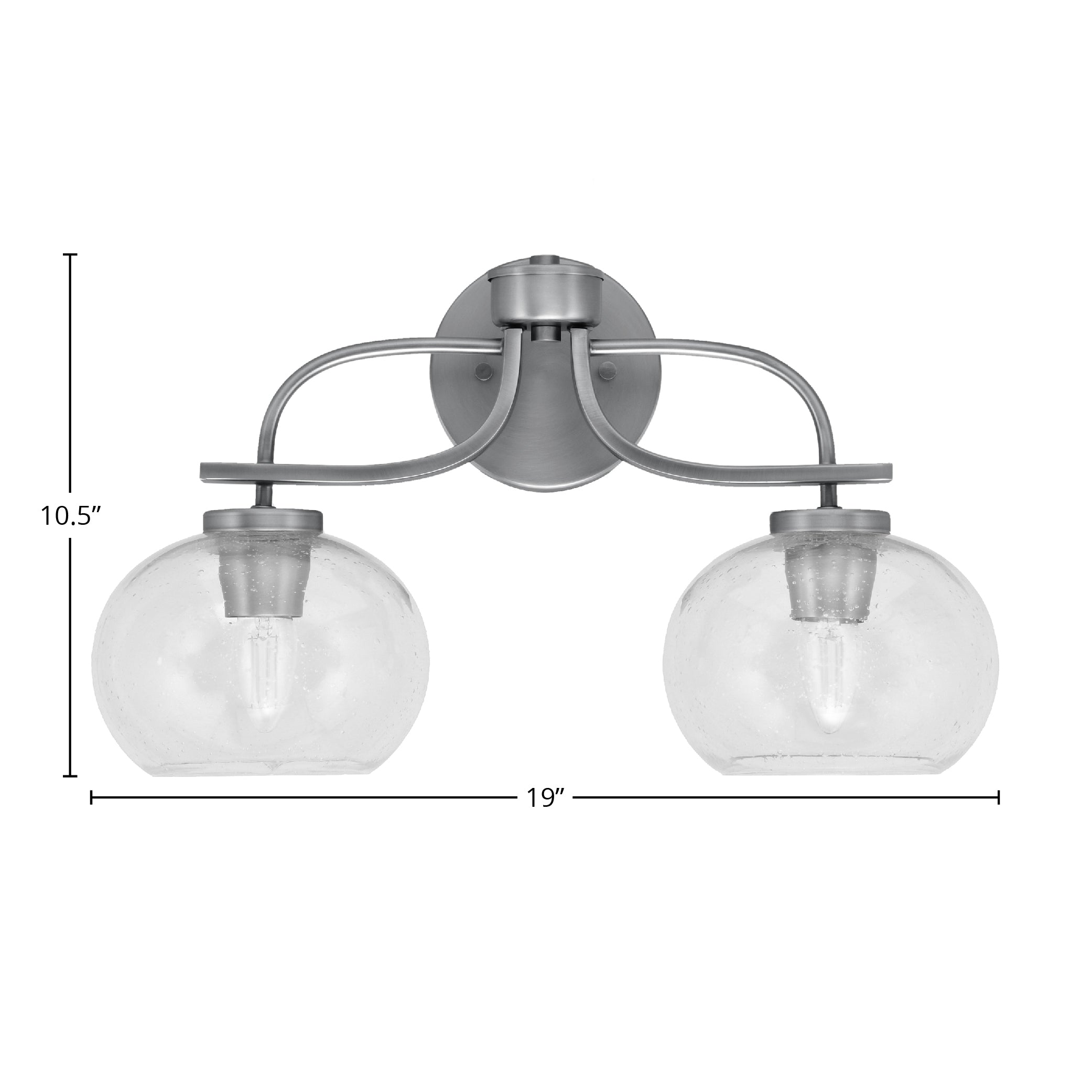 Cavella Two Light Bath Bar in Graphite with 7" Clear Bubble Shade