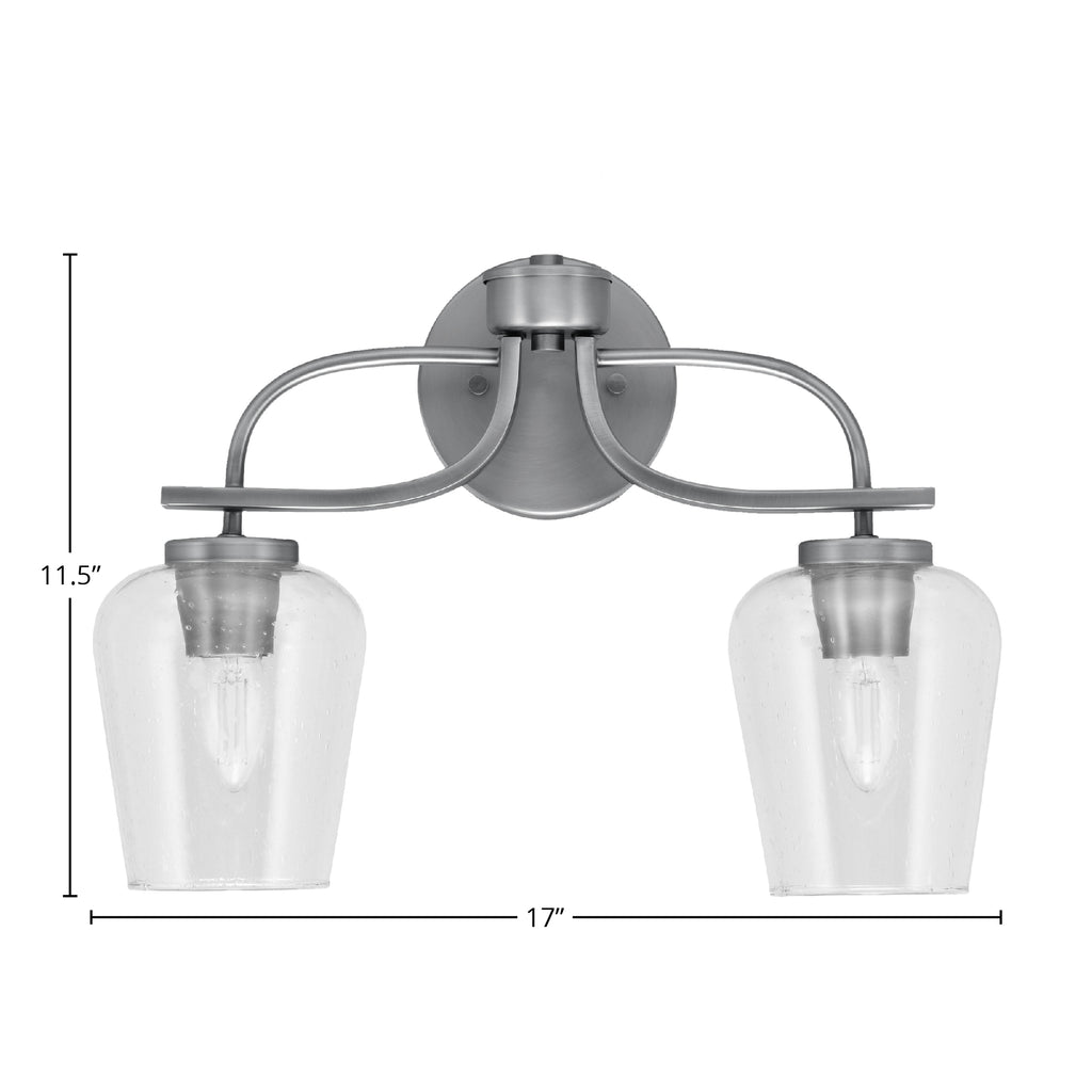 Cavella Two Light Bath Bar in Graphite with 5" Clear Bubble Shade